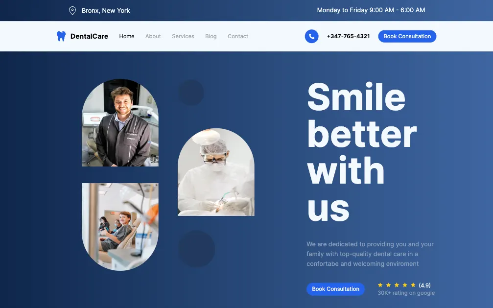 Screenshot of Dental Care project