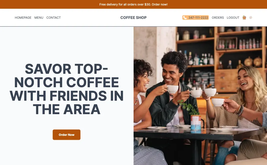 Screenshot of Coffee Shop project