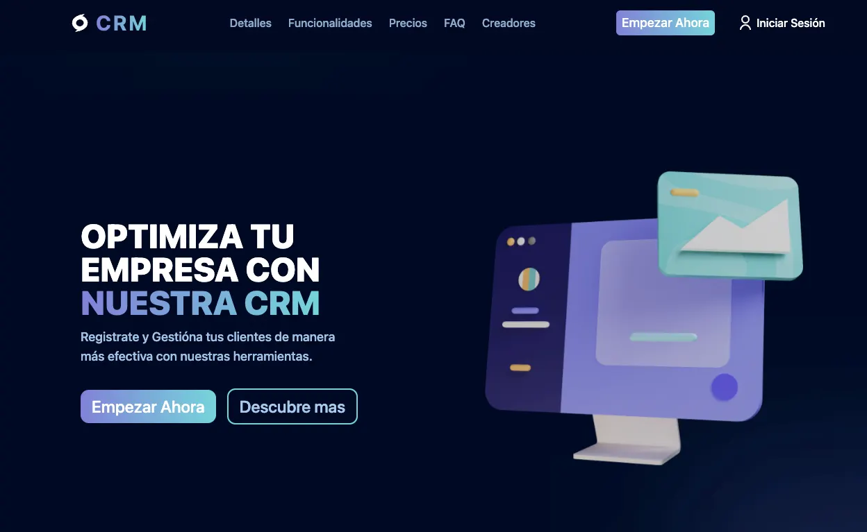 Screenshot of CRM project