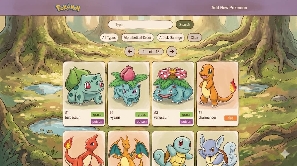 Screenshot of Pokemon Webapp project